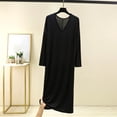 thumbnail image 1 of Aobny Winter Nightgowns for Women Modal Plus Size Long Nightgowns Black Long Sleeve V-Neck Women's Pajamas,XXL, 1 of 6