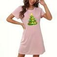 thumbnail image 1 of Aobny Winter Nightgowns for Women Santa Christmas Short Night Shirt Short Sleeve Crew Neck Pink Cozy Pajamas,M, 1 of 5
