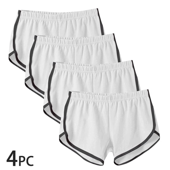 Aobny Woman Shorts Running 4 Pack Dolphin Bottom Plus Size Athletic Slim Women's Shorts,White,L