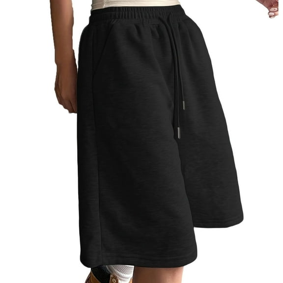 Aobny Women Hiking Pants Baggy Capri Black Gaucho Pants Culottes High Waisted Cropped Ladies Summer Pants