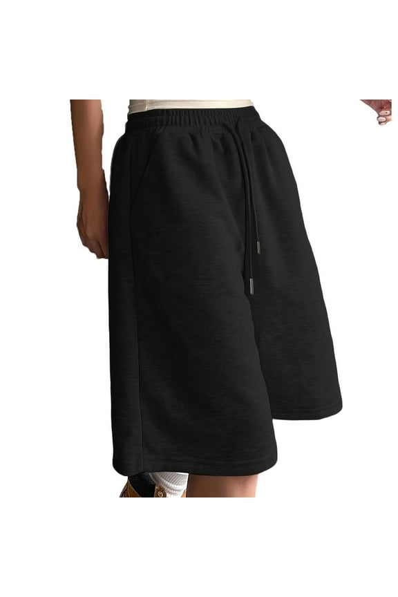 Women Hiking Pants Baggy Capri Black Gaucho Pants Culottes High Waisted Cropped Ladies Summer Pants