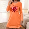 thumbnail image 1 of Aobny Women House Dress Valentine's Heart Short Nightgowns Long Sleeve Crew Neck Orange Cozy Loungewear,XL, 1 of 6