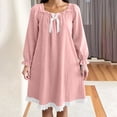 thumbnail image 1 of Aobny Women Ladies Nightgowns Moomoo Flannel Nightshirts Sweetheart Pink Long Sleeve Matching Pajamas Christmas,M, 1 of 6