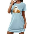 thumbnail image 1 of Aobny Women Matching Christmas Pajamas for Couples Cute Ghost Blue Nightdress Short Short Sleeve Bridesmaid Pajamas,M, 1 of 5