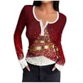 thumbnail image 1 of Aobny Women Shirts Compression Christmas T Shirt Long Sleeve Pullover Red Henley Funny Shirt,XL, 1 of 6