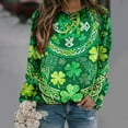thumbnail image 1 of Aobny Women's Holiday Blouses St Patrick's Graphic Blouses Crew Neck Pullover Green Long Sleeve Women Shirt,S, 1 of 7