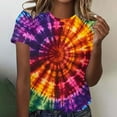 thumbnail image 1 of Aobny Women's Plus Leisure T-Shirt Everyday Oversized Clothes Crew Neck Short Sleeve Tie-Dye Tops for Women, 1 of 9