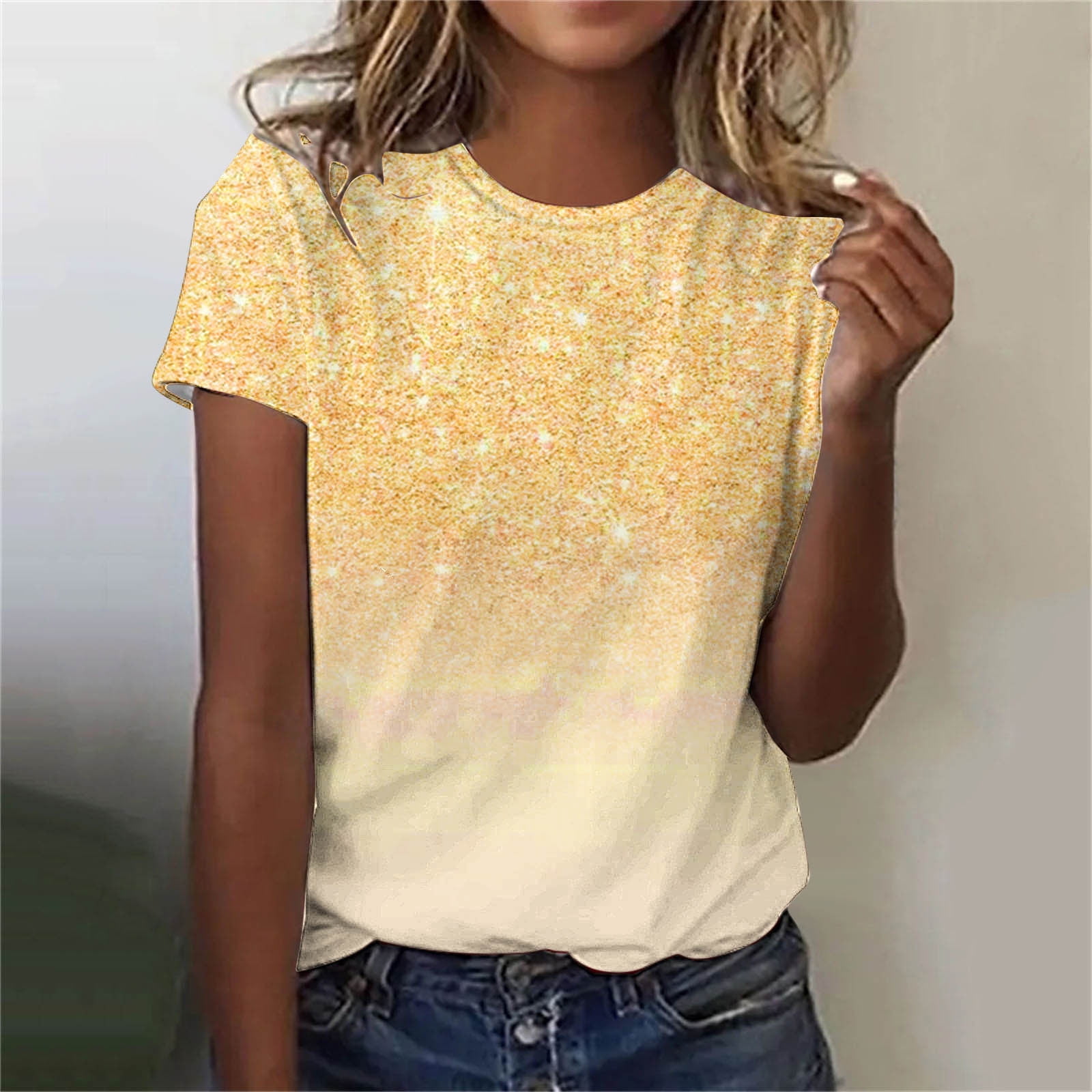 LightGreen Yellow Star T-shirt for Women main image 1