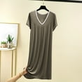 thumbnail image 1 of Aobny Women's V Neck Solid Color With Chest Cushion Loose And Comfortable Plus Size Home Skirt,Gray,L, 1 of 7