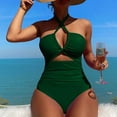 thumbnail image 1 of Aobny Womens Bikini Swimsuits Green Women's Bathing Suits Bikini Halter Monokini Flattering Swimsuits for Women, 1 of 9