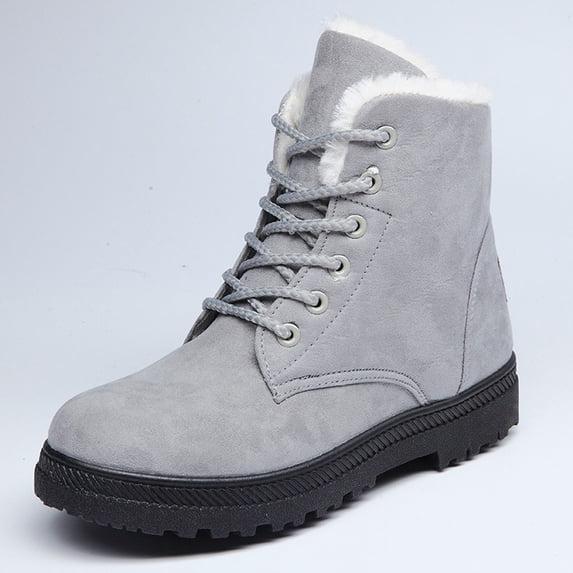 Aobny Womens Boots Winter Booties Shoes Snow Boots Ankle High Boots Comfortable Faux Fur Lined Warm Walking Boot,Gray Size 42