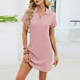 thumbnail image 1 of Aobny Womens Nightgowns Waffle Knit Solid House Dresses Short Pink Collared Short Sleeve Pajama Set for Women,M, 1 of 9
