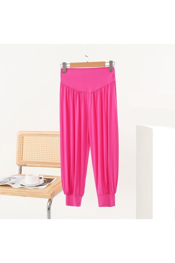 Womens Travel Pants Yoga Pink Track Pants Joggers Baggy Cuffed Cropped High Waisted Womens Pants Summer,M