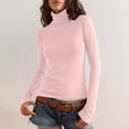 thumbnail image 1 of Aobny Work Womens Shirts Basic Pink Long Sleeve Turtleneck Fitted Solid Pullover Ladies Shirts Classy, 1 of 8