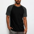 thumbnail image 1 of Aobny Workout T-Shirt Color Block Baggy Mens Shirt Short Sleeve Big & Tall Raglan Casual Shirts for Men,Black,M, 1 of 9