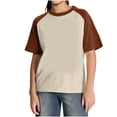 thumbnail image 1 of Aobny Yellow Vacation Tops for Women Raglan Cotton T-Shirt Short Sleeve Crew Neck Women Tops Casual, 1 of 4