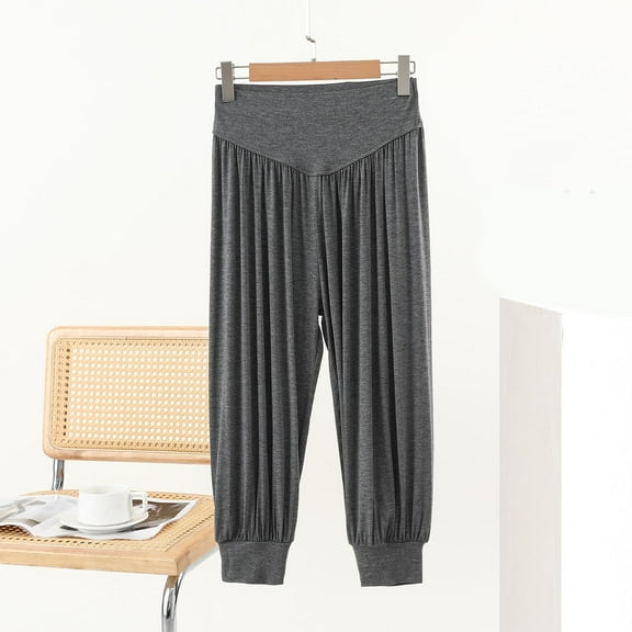 Aobny Yoga Casual Pants Women Track Gray Pants Baggy Joggers Cuffed High Waisted Cropped Breathable Pants Women,XXL