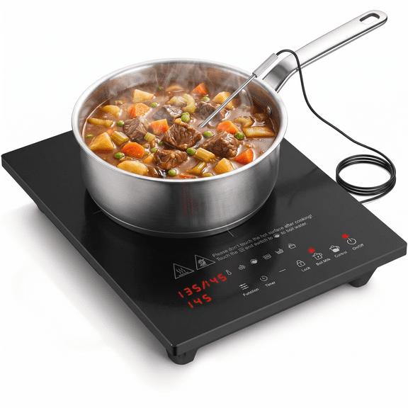 Aobosi 12in 1800W Portable Induction Cooktop Single Burner with Digital Probe for Cooking, 110v