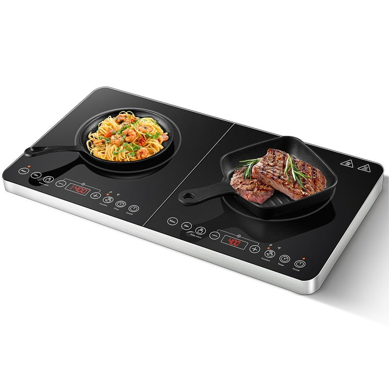 Aobosi Electric Double Induction Cooktop 1800W Portable Ultrathin with  Sensor Touch, 10 Temperature 9 Power Settings 4 Hour Timer, Over-heating