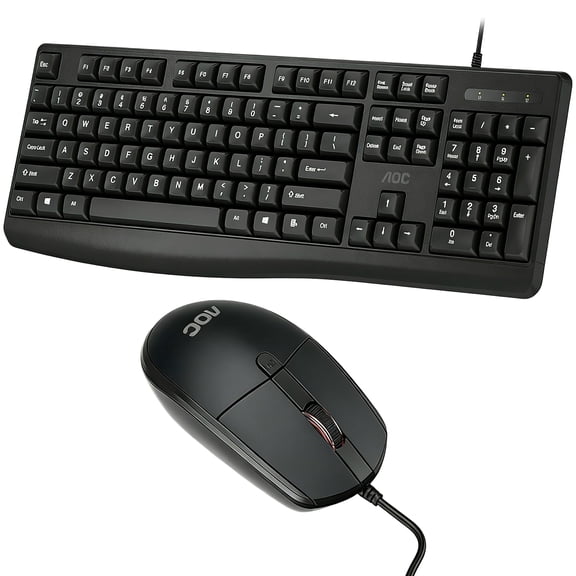 AOC KM170B/97 Optical Wired Standard Keyboard & Mouse with Wired Keyboard & Wired Mouse, Black