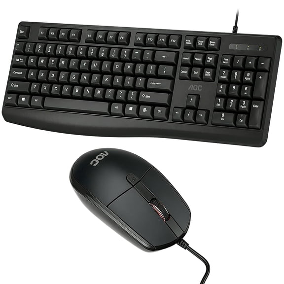 AOC KM170B/97 Optical Wired Standard Keyboard & Mouse with Wired Keyboard & Wired Mouse, Black