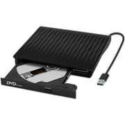Aochakimg External DVD Drive, USB 3.0 CD Burner CD/DVD +/-RW Optical Drive, Slim Portable DVD CD ROM Rewriter Writer Duplicator for Laptop Desktop PC Windows 10/8/7 MacBook Black