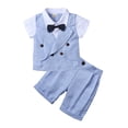 thumbnail image 1 of Fgnfyis Baby Boy Outfits Gentleman Wedding Suit Shirt Shorts Bow Tie Set 3pcs for Toddler Skin-friendly and Comfortable Blue 2-3 Years, 1 of 2