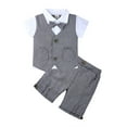 thumbnail image 1 of Fgnfyis Baby Boy Outfits Gentleman Wedding Suit Shirt Shorts Bow Tie Set 3pcs for Toddler Skin-friendly and Comfortable Grey 12-24 Months, 1 of 2