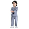 thumbnail image 1 of Aocisk Boys Casual Set Business Suits Coat 3 Piece Tuxedo Set Formal Suit with Pants Necklace Skin-friendly and Comfortable Grey 18-24 Months, 1 of 7