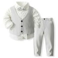 thumbnail image 1 of Aocisk Boys Outfit Sets Formal Shirt Vest Pants Bow Tie Suit for Kids Wedding Party Occasions Grey 3-4 Years, 1 of 9