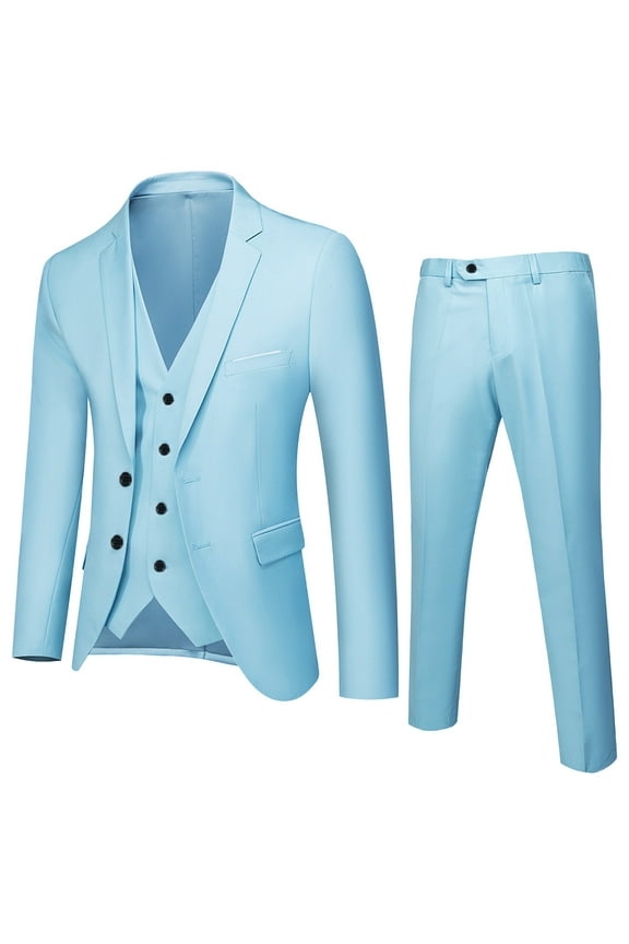 Boys Outfit Sets Spring Autumn Solid Long Sleeve Pants Coat Vest Outfits 3PC Suit Clothes Skin-friendly and Comfortable Blue 12-13 Years