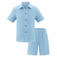 thumbnail image 1 of Aocisk Boys Outfit Sets Summer Casual Loose Fit Shorts Sets Comfortable Elastic Waist Playwear for Kids Daily Wear Light Blue 7-8 Years, 1 of 3