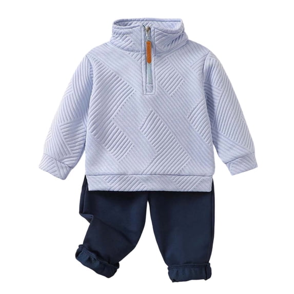 Fgnfyis Boys Outfit Sets Toddler Casual Long Sleeve Hoodie with Side Pockets and Jogger Pants Two Piece Set for Daily Wear Autumn Winter Navy 12-18 Months