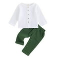 thumbnail image 1 of Fgnfyis Boys Outfit Sets Toddler Clothes 2 Piece Separates Comfortable Casual Wear for Baby Boys Summer Fall Everyday Dark Green 1-2 Years, 1 of 3