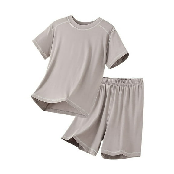 Fgnfyis Boys Outfit Sets Unisex Spring Summer Breathable Short Sleeve Sports Tshirt Shorts Outfits Clothes Khaki 6-7 Years
