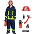thumbnail image 1 of Fgnfyis Boys Outfits & Set Fireman Children Role Playing 3 Piece Set Toy Accessories for School Campus Activities Navy 8-9 Years, 1 of 8
