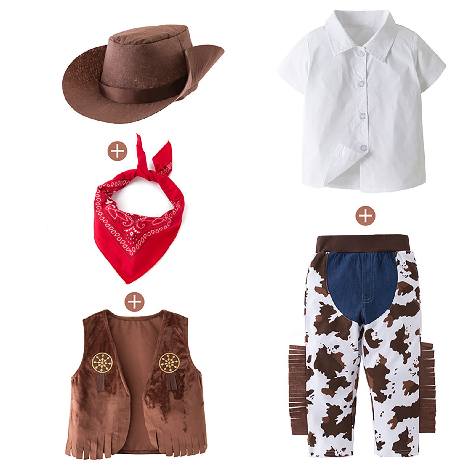 Aocisk Boys Outfits & Set May's Baby Western Cowboy Style Kids Set for Dress-Up and Imaginative Play Brown 8-9 Years