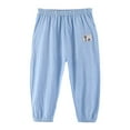 thumbnail image 1 of Aocisk Boys Pants Kids' Linen Elastic Waist Long Comfort Fit Breathable Durable Long Pants for Active Children Boys Trousers Light Blue 9-10 Years, 1 of 3