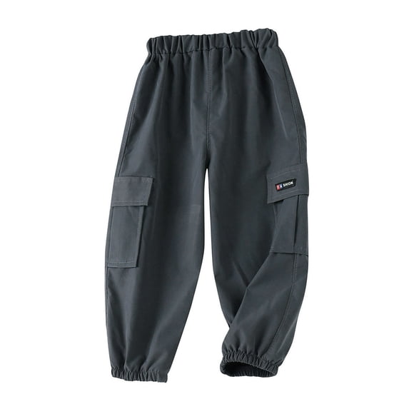 Aocisk Toddler Boys Cargo Pants Summer Casual Lightweight Comfortable Outdoor Play School Beach Yoga Travel Kids Pants Dark Gray 7-8 Years