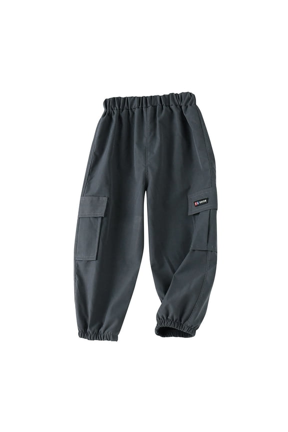 Aocisk Toddler Boys Cargo Pants Summer Casual Lightweight Comfortable Outdoor Play School Beach Yoga Travel Kids Pants Dark Gray 5-6 Years