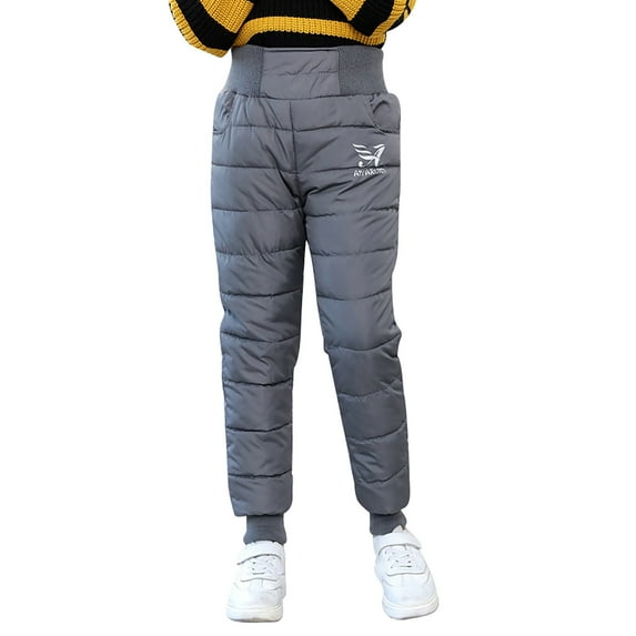 Aocisk Kids Snow Pants Thick Winter Warm Lined for Girls Boys Activewear Snow Wear Outfits Pants for Kids Grey 5-6 Years