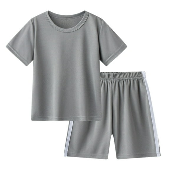 Fgnfyis Clothes Set Kids Unisex Spring Summer Breathable Short Sleeve Sports Tsh Shorts Outfits Skin-friendly and Comfortable Grey 9-10 Years