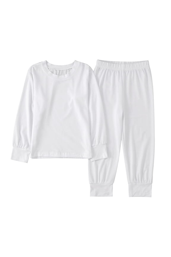 Clothing Set Children Kids Boys Girls Long Sleeve T Shirt Top and Pants Comfortable Outfit White 2-3 Years