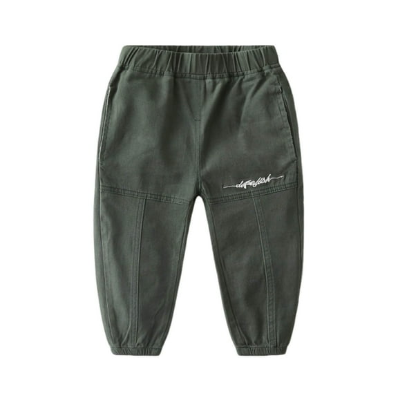Aocisk Toddler Boys Pants Comfortable Elastic Waist Casual Outdoor Play Pure Color Loose Breathable Boys Trousers Green 4-5 Years