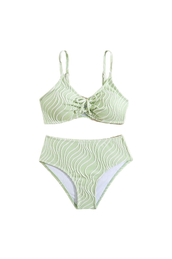 Girls Bikini Summer Cute Cross-Back Straps Tie Dye Printing Floral Print Swimsuit Green Ripple Split Bikini Set for Big Girls Bathing Suit Girls Green 9-10 Years