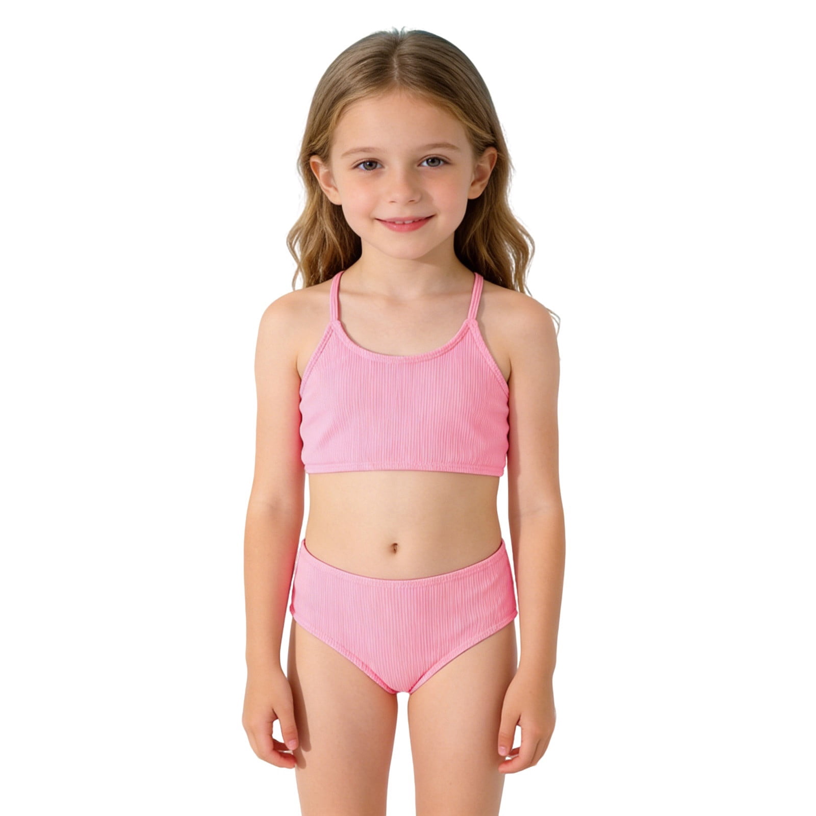 Aocisk Girls Bikini Swimsuit High Waist Two Piece with Removable Soft