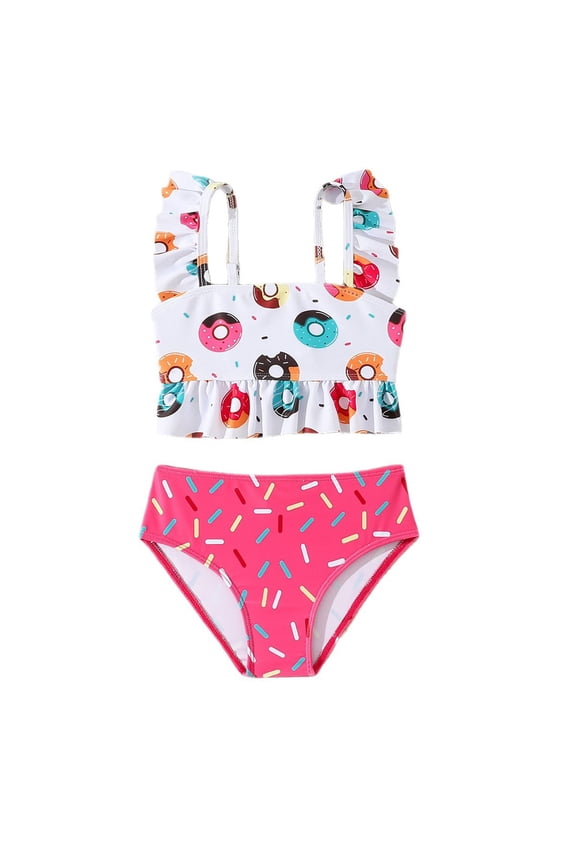 Girls Bikini Two Piece Swimsuits for Swimming Beach Sun Upf 50 Rash Guard Bikini with High Waist Bottoms Bathing Suit Girls White 7 Years