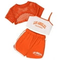thumbnail image 1 of Fgnfyis Girls Clothes Outfits Summer Graphic Sporty Style Sets 3 Piece Set Sleeveless Top Mesh Cover-Up Shorts Orange 11-12 Years, 1 of 4