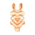 thumbnail image 1 of Aocisk Girls One-Piece Swimsuits Girls One Shoulder Ruffle Solid Color One-Piece Swimwear Bathing Suit Kids Girls Orange 13-14 Years, 1 of 8