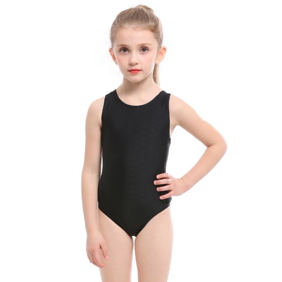 Aocisk Girls One-Piece Swimsuits High Performance Swimsuit for Swim Practice and Lessons Age 3-12 Years One-Piece Bathing Suit Black 3-4 Years